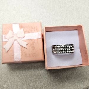 Stainless Steel Triple Halo Zircon Ring Size 7 New In Box